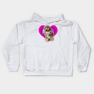 Super cute 3D baby mini lop rabbit on a rainbow heart! Kids Hoodie